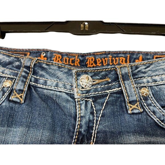Rock Revival Capri Jeans Womens Size 29 Embroidered Distressed - Picture 6 of 14